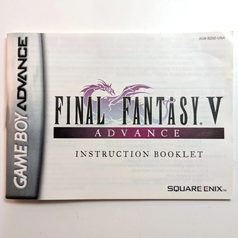 Final Fantasy V Manual Booklet Nintendo Game Boy Advance GBA Original Authentic